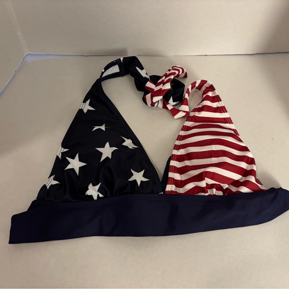Patriotic Bikini Top with Stars and Stripes